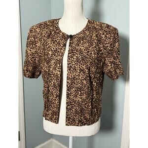 Sag Harbor Shawl, Leopard Print, Brown And Black, Shoulder Pads, Size 14